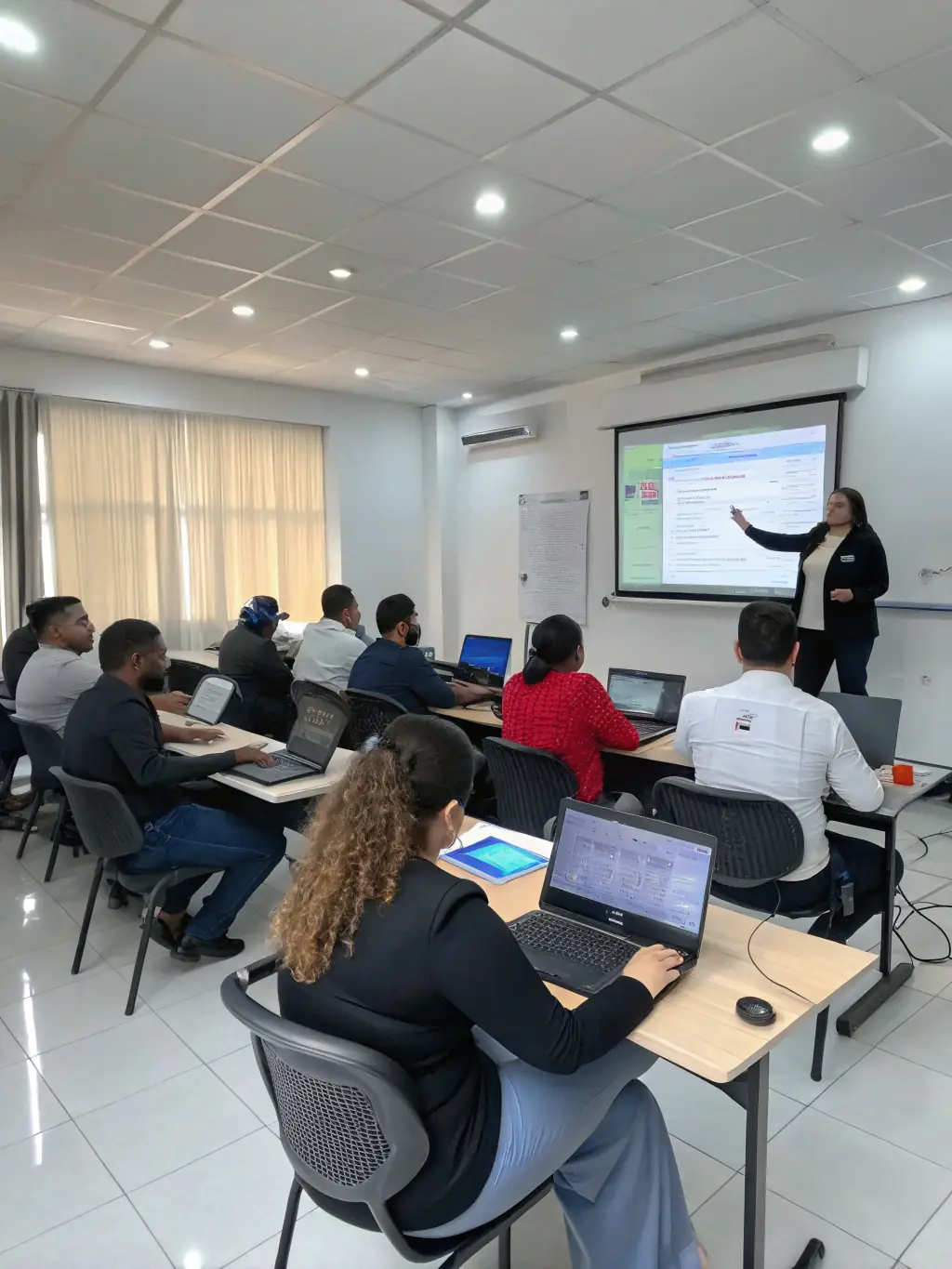 A training session where Cornell Global experts are teaching sales techniques to a group of enthusiastic entrepreneurs, fostering growth and development.